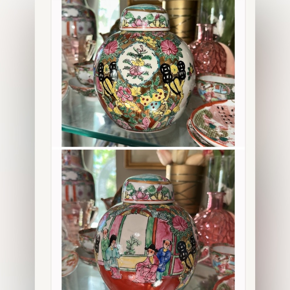 Vintage Antique Chinese Early Republic Period Famille Rose Porcelain Ginger Jar